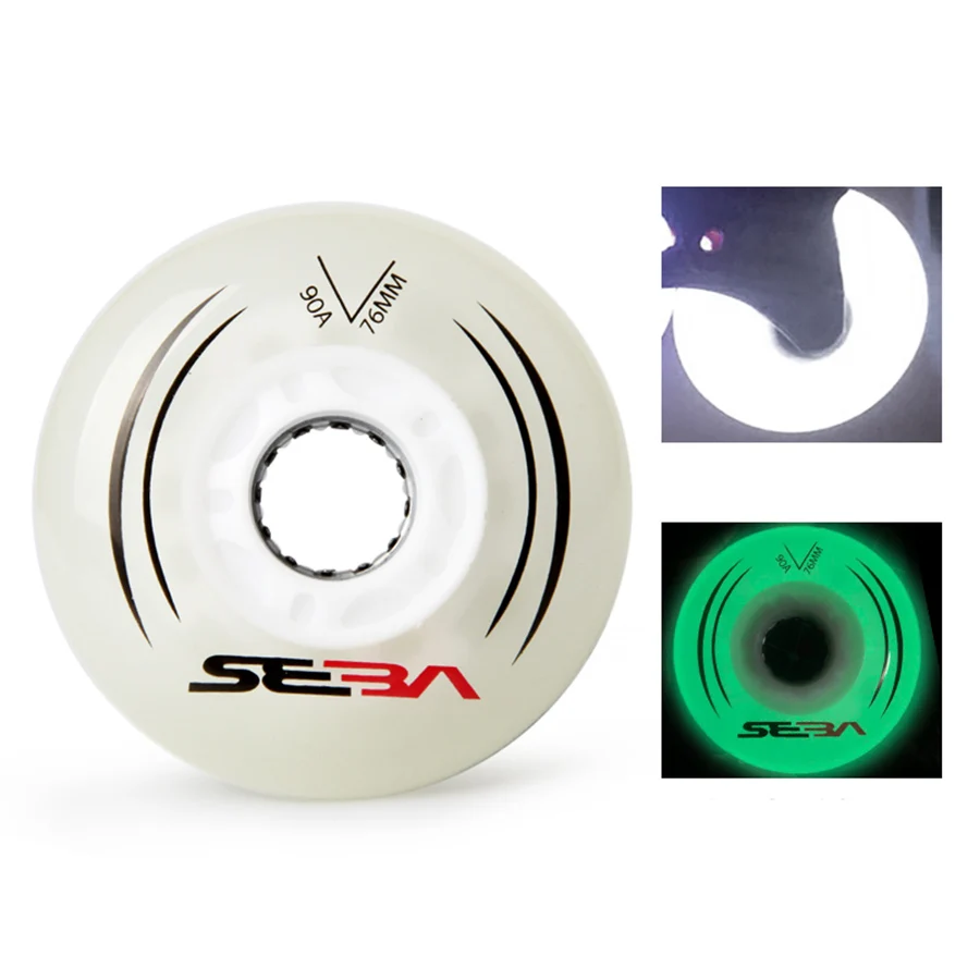 4 adet aydınlatma ve aydınlık tekerlekler 100% orijinal SEBA LED flaş Inline paten tekerlekleri Sliding sürgülü silindirler Slalom pateni lastikler