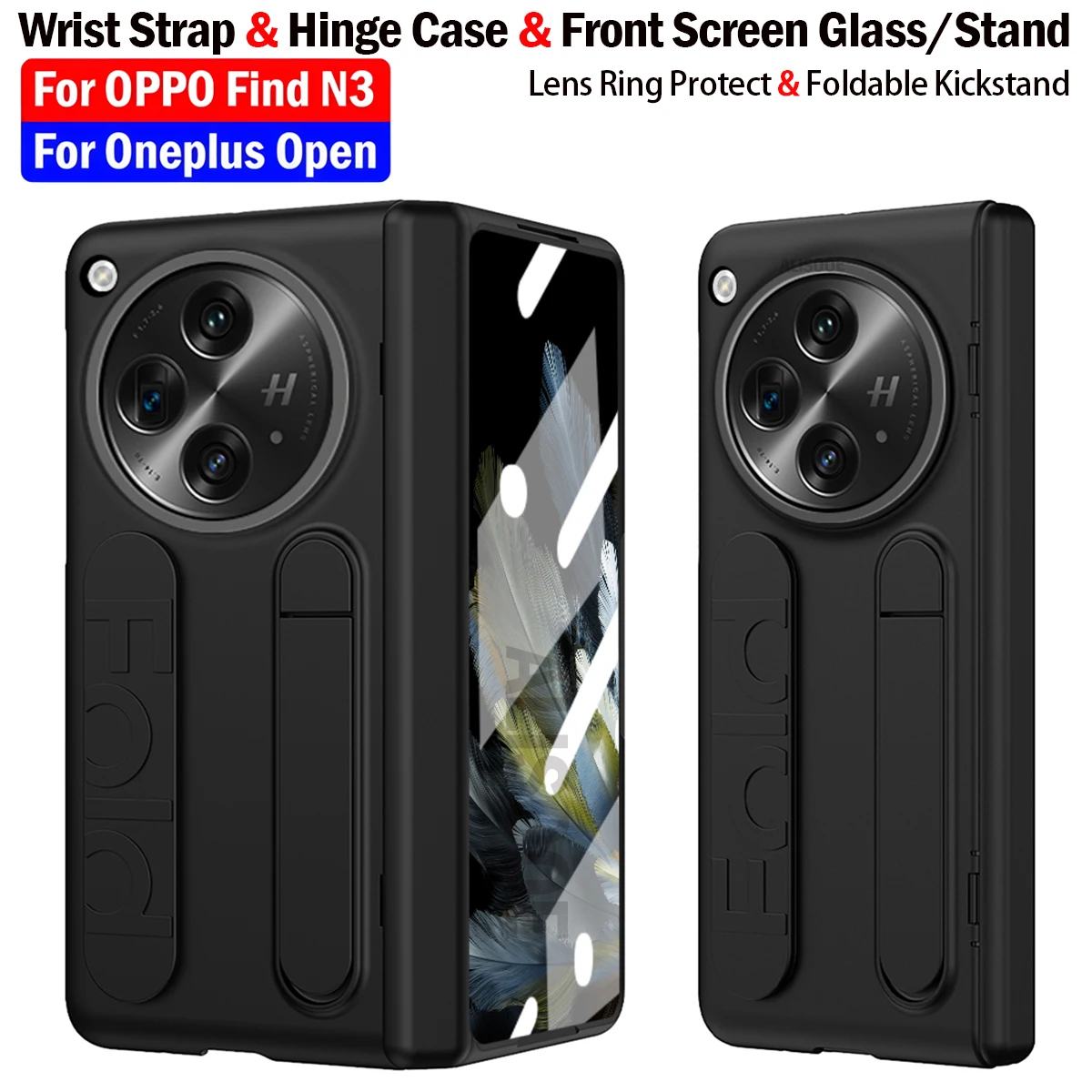 Hinge Funda for OPPO Find N3 oneplus open Case Wristband Wrist Strap Stand Front Screen Glass Protection Plastic Cover Capa