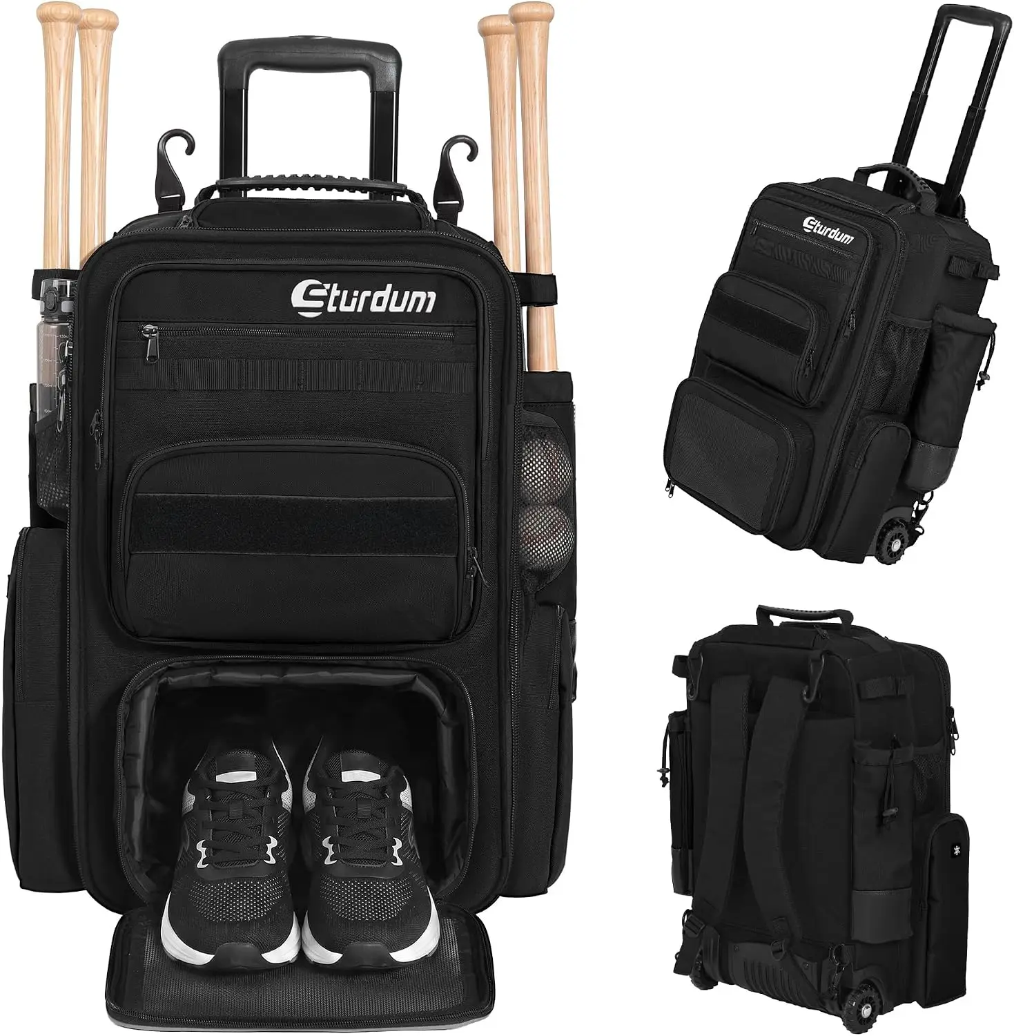 Rolling Wheels Baseball Backpack 70L Bag