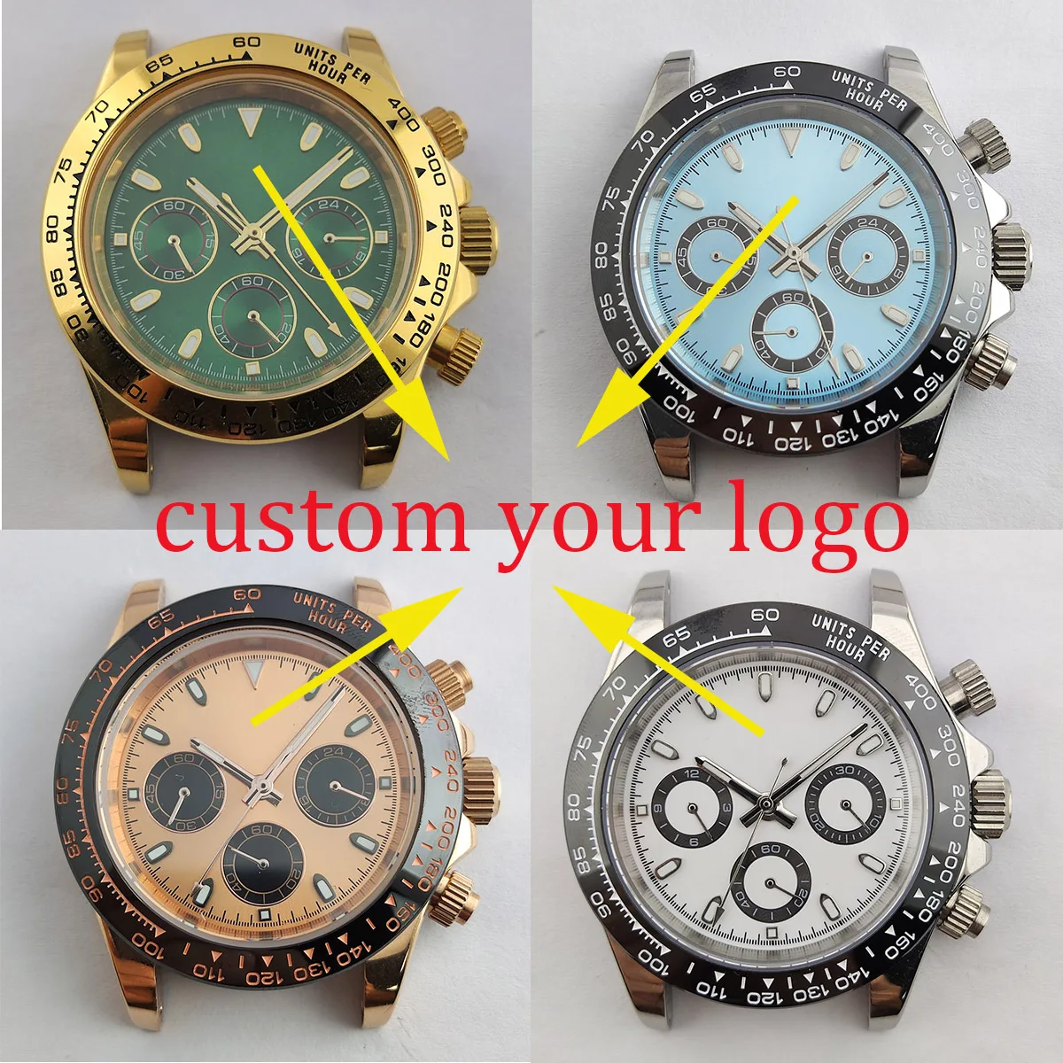 

vk63 case custom logo nh35 watch case panda dial japan quartz watch VK63 movement nh36 case chronograph electronic Multifunction