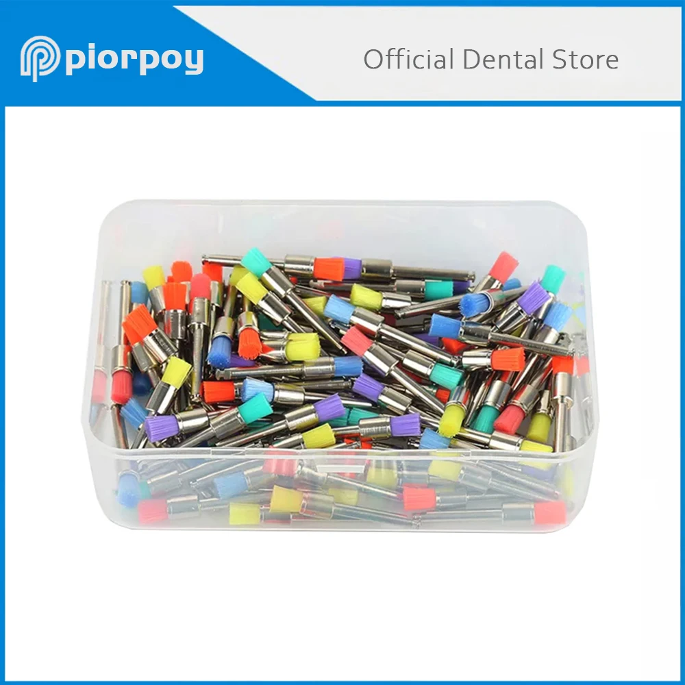 PIORPOY Disposable Oral Plastic Consumables Polishing Nylon Bristle Polisher Bowl Shape Dental Prophy Brushes Stain Removal Tool