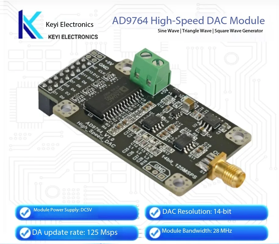 AD9764 14Bit 125MSPS High-Speed DAC Module Parallel Interface for FPGA Development