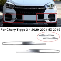 For Chery Tiggo 3 4 2020-2021 5X 2019 Car Front Bumper Fog Lamp Trim Daytime Running Light Molding Trim DRL Sliver Bright Bar