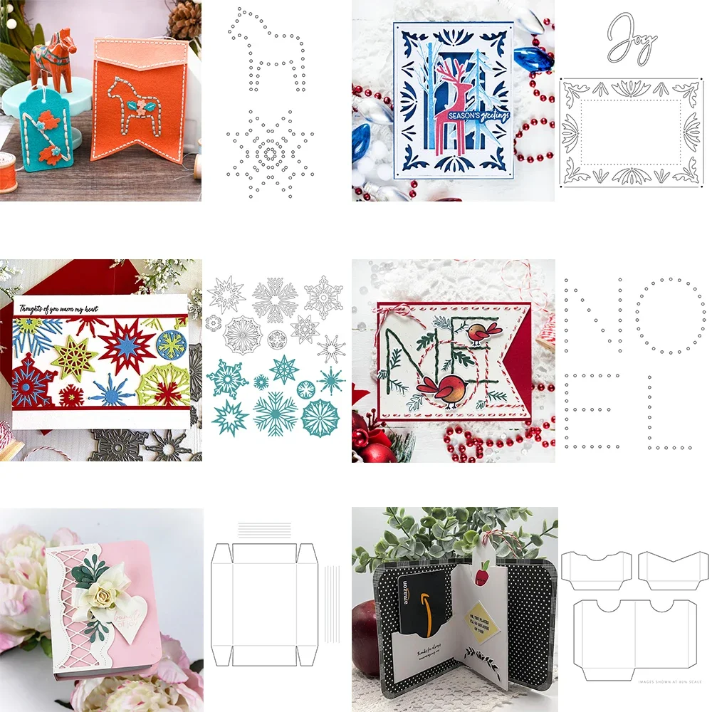 Bücher taschen/Buchbox Metalls chneid stempel Schneeflocke Freude Rahmen Nähen Banner Noel Diecut für DIY Scrap booking Karte Handwerk machen