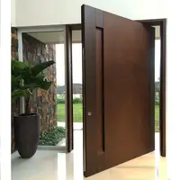 Modern intricate carving wood grain color aluminum Front door Silent waterproof highly secure manual revolving doors Entry doors 2