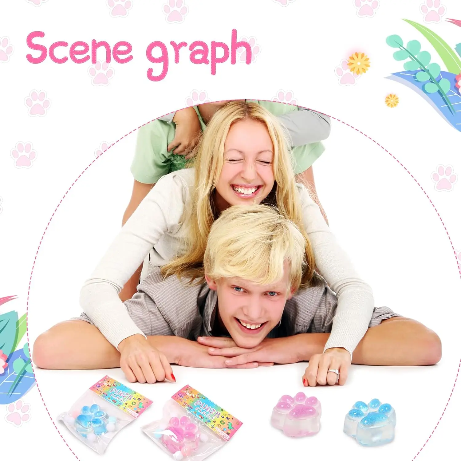 Squishy Cat Paw Squeeze Toys Ice Through Sparkling Powder Kawaii Stress Anxiety Relief Soft Sensory Toys for Adults Kids Teens