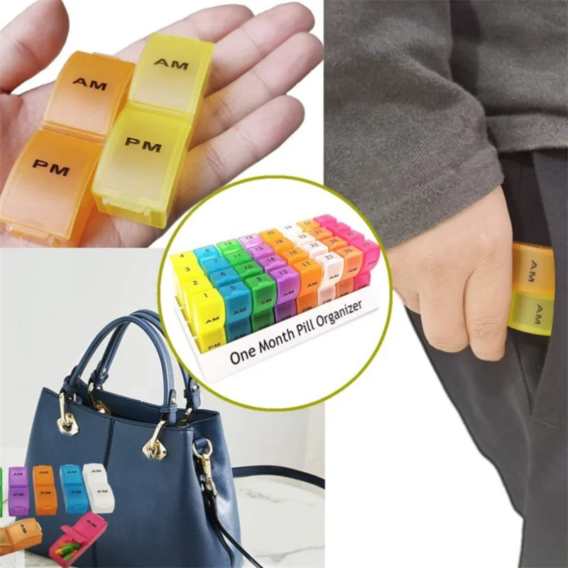 Monthly Pill Cases Travel Storage Container Colorful Drug Dispenser Packing Container 32 Slot Pill Box Organizer 31 Days image 6