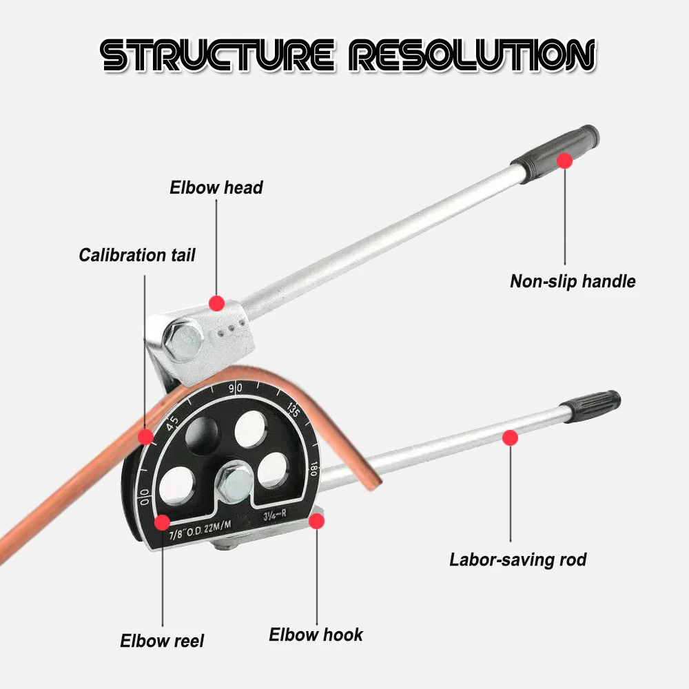 7/8''22mm Inch/Metric Universal O.D Tubing Manual Bender for Copper Tube/Aluminum Tube/Thin Iron Tube/ Thin Stainless Steel Tube