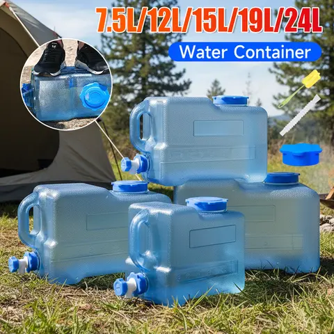 7.5L/12L/15L/19L/24L Camping Water Container with Faucet Large Capacity Emergency Water Storage for Vehicle Car Outdoor Camping