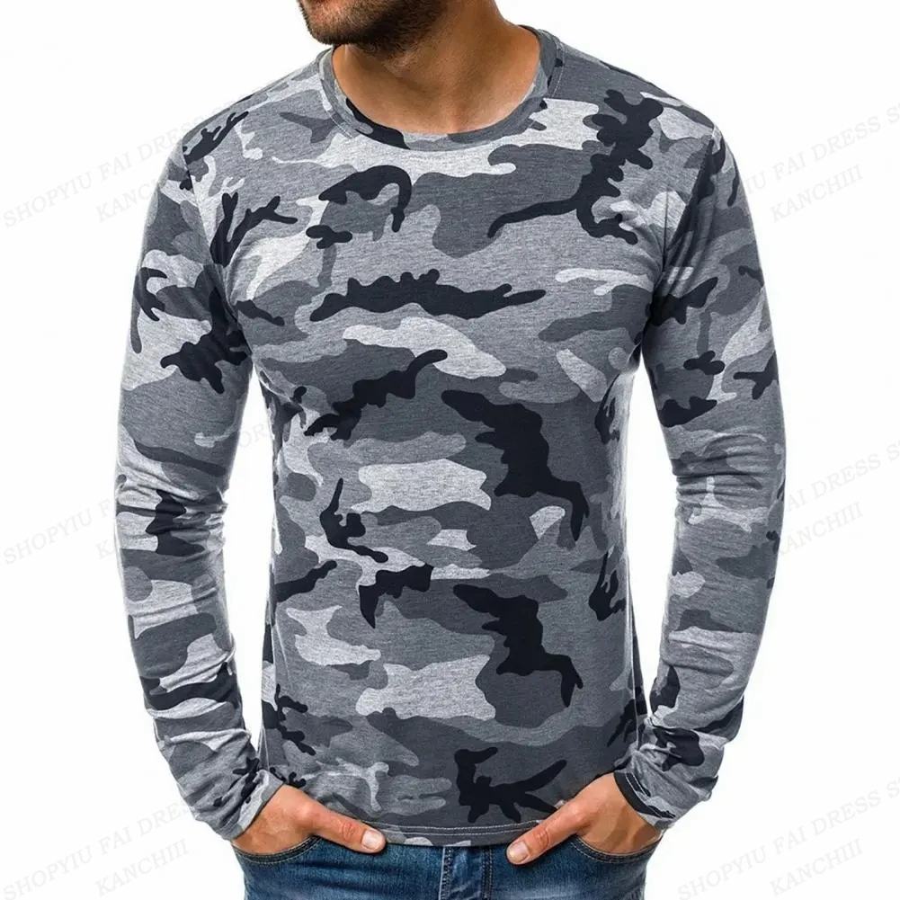 Camouflage T-shirt For Men Fashion Long Sleeve T-shirts Outdoors Tshirt Mens Clothing Camo Tops Tees Autumn Outdoor T Shirt