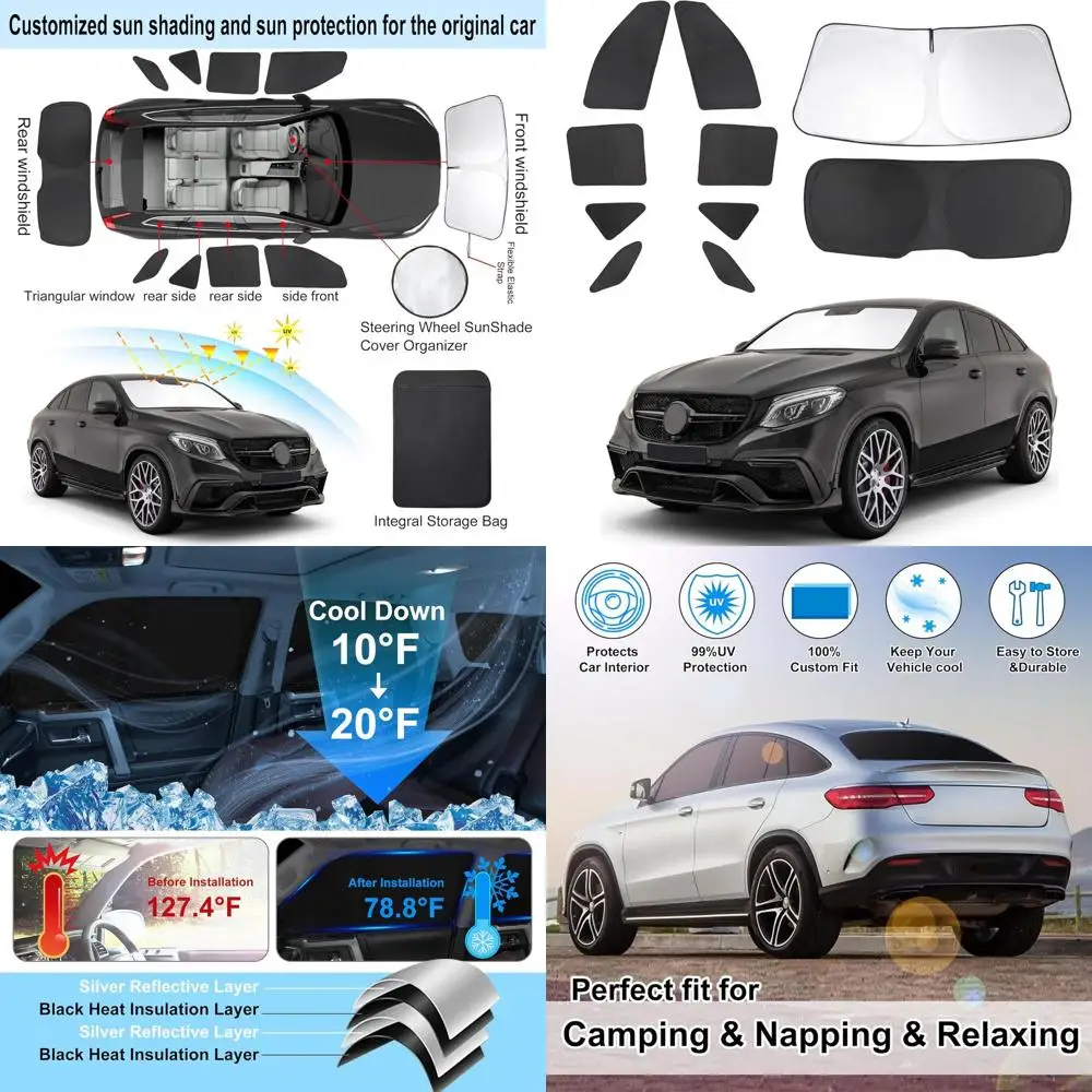 

10PCS Customizable Universal Sunshade for 2012-2019 GLE-Class Vehicles - Side & Rear Window Covers for Privacy and Temperature C