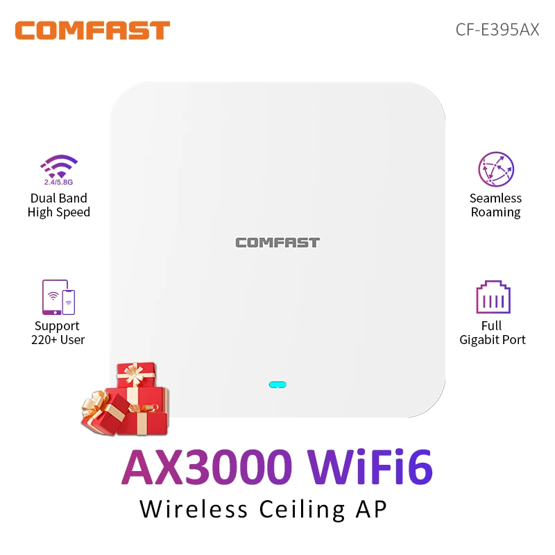 Comfast-Dual Band WiFi 6 Indoor Roteador Sem Fio, 3000Mbps, teto AP, 2.4G, 5G, Ponto de Acesso WiFi, 48V Poe, amplificador de sinal