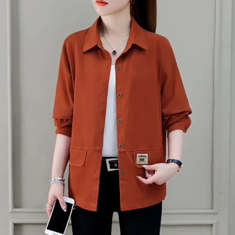 

Fashion Lapel Button Spliced Solid Color Casual Shirts Women's Clothing 2024 Autumn New Loose All-match Tops Commuter Blouses