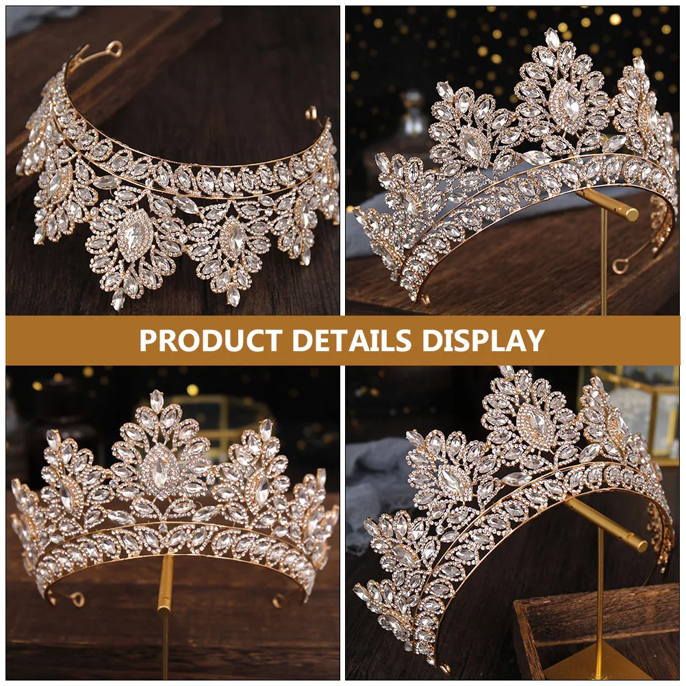 

Big Crystal Crown Bridal Headb Sparkly Rhinestone Tiara Elegant Hair B Valentine Wedding Party Accessories Lightweight Durable