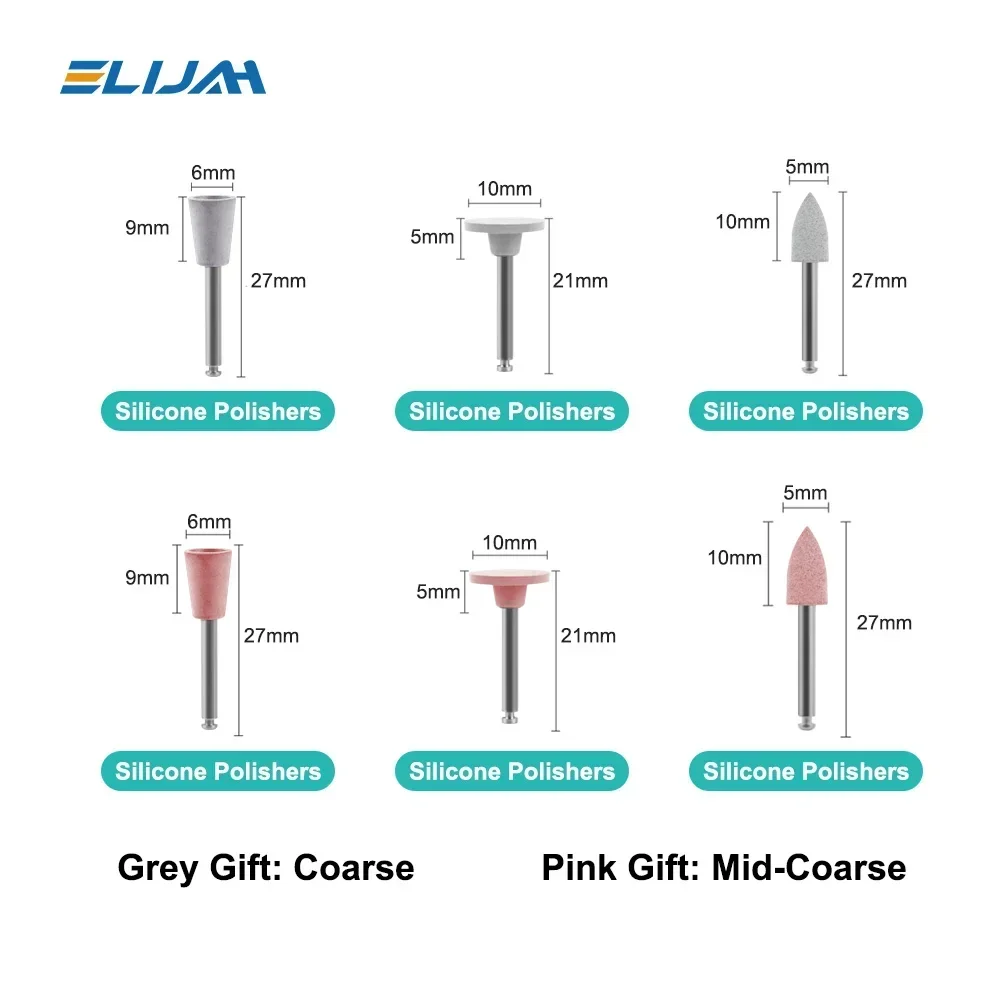 

ELIJAH 12 шт./кор. набор для полировки зубов RA 2,35 мм, низкоскоростной наконечник для зубов, фарфоровые инструменты для полировки ногтей, стоматологические расходные материалы