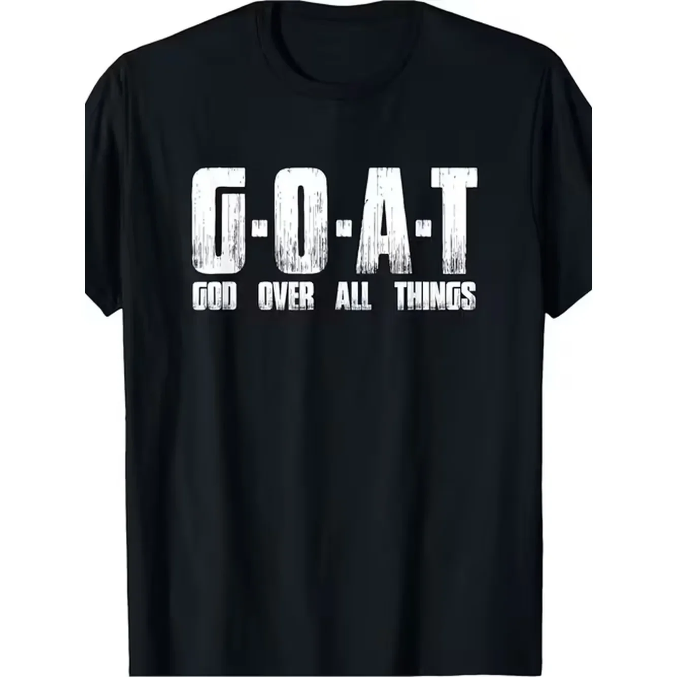T God Things Christian Mens Large T Shirt With Distressed Graphic Print Black Casual Tee Regular Fit Short Sleeves Round Neck Ideal For Summer Outdoor Wear Vintage Style