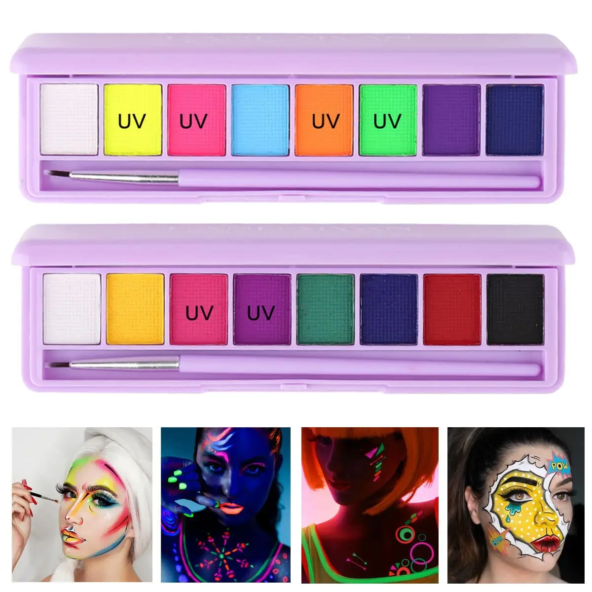 HANDAIYAN 8-Color Water-Soluble Body Painting Cream - Eyeliner, Eyeshadow, Fluorescent Face and Body Paint Palette