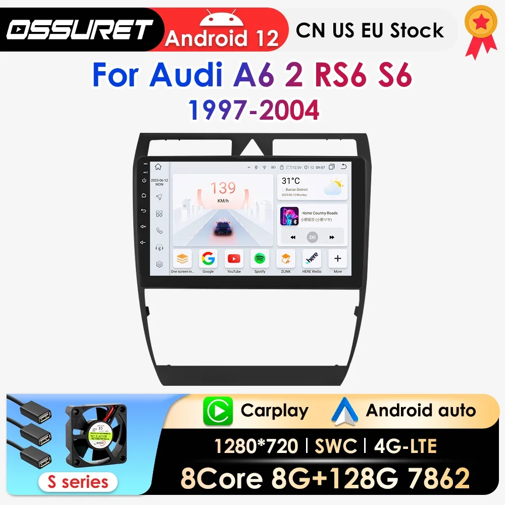 

Автомобильный радиоприемник OSSURET Carplay Android для Audi A6 C5 S6 RS6 1997-2004 автомобильные интеллектуальные системы аудио Navi GPS Авторадио 7862