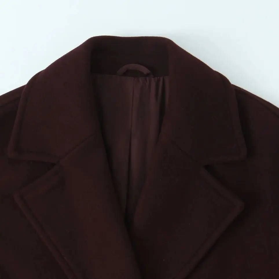 DiYiG WOMAN 2025 Winter New Fashion Multicolor Long Coat Chic Double-breasted Slim Long Sleeve Coat Outerwear Mujer