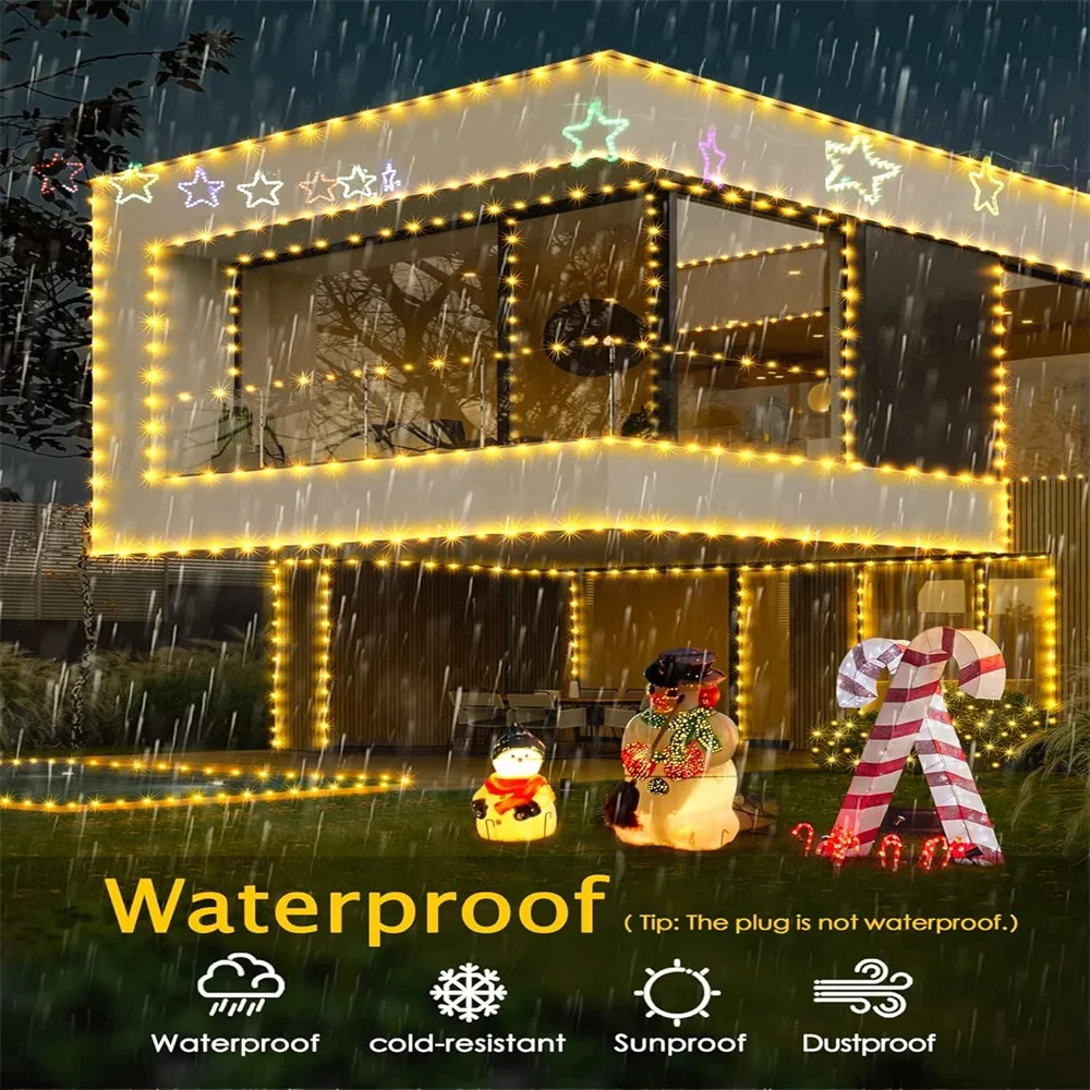 500/1000led luzes de corda de fadas guirlanda de natal luzes de decoração ao ar livre à prova dwaterproof água com controle remoto para árvore rua festa de casamento