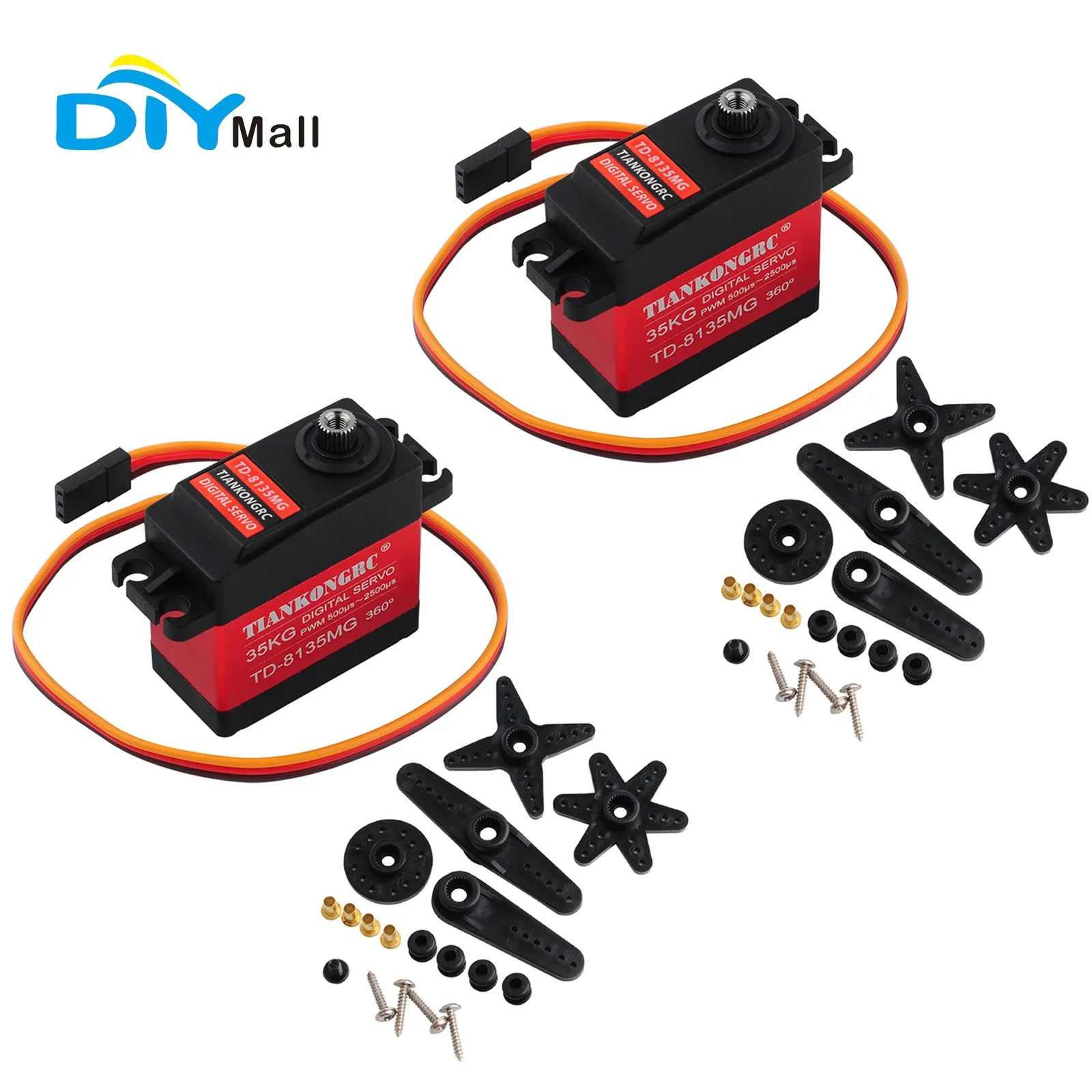 

DIYmall TD-8135MG 35 кг водонепроницаемый цифровой сервопривод с высоким крутящим моментом 360 ° Непрерывное вращение для радиоуправляемых автомобилей, роботов, дронов