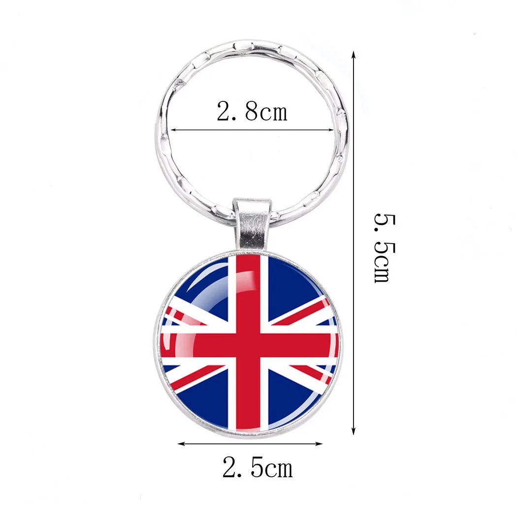 National Flag Keychains European Countries Flag Key Chains Glass Cabochon Pendant Keyring Spain Russia France Italy Jewelry Gift