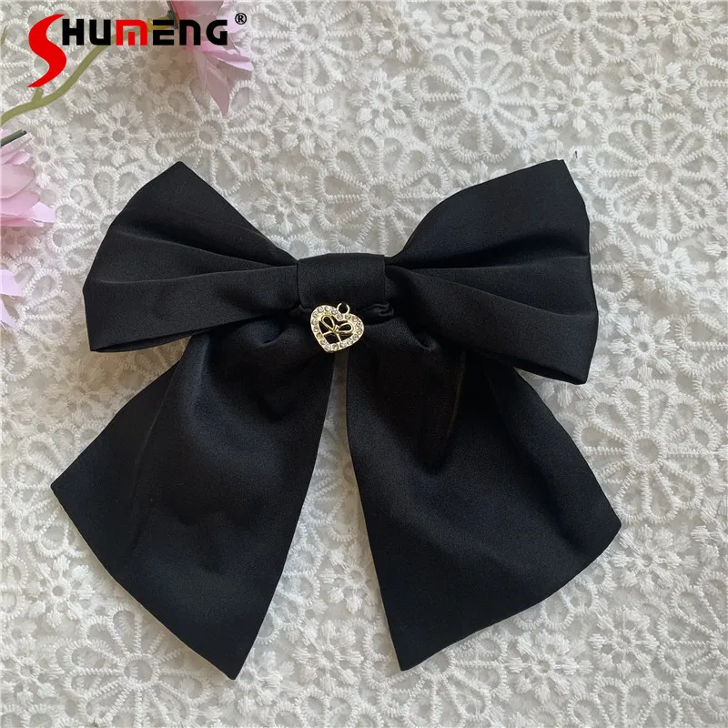 Sweet Black Butterfly Bow Women's Lolita Heart Buckle Rhinestone BowTie Brooch New Cosplay Show Dress Shirt Accessories Bow Ties