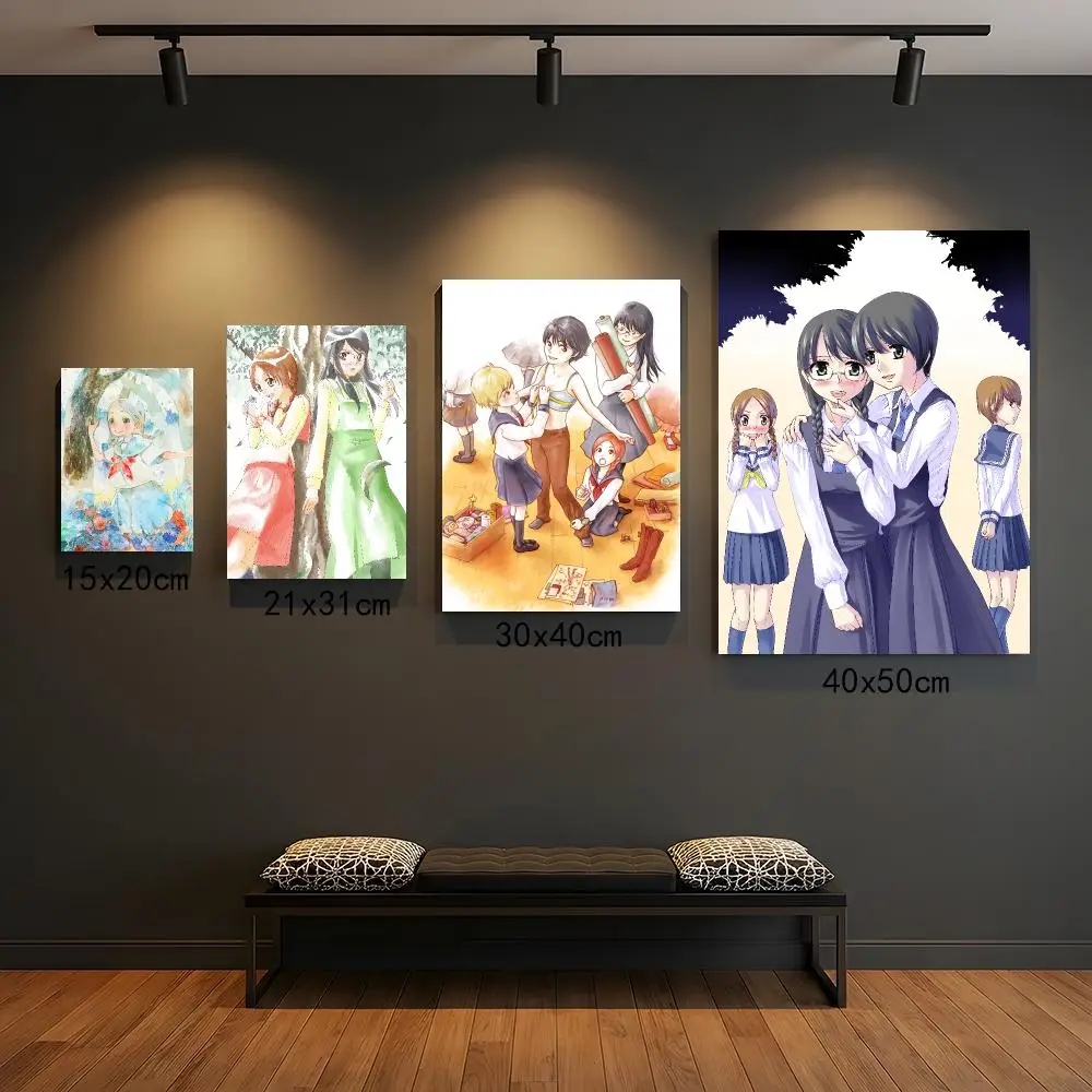 anime S-Sweet Blue Flowers-S Painting Calligraphy Boho Botanical Decor for Living Room  Elegant Home Style