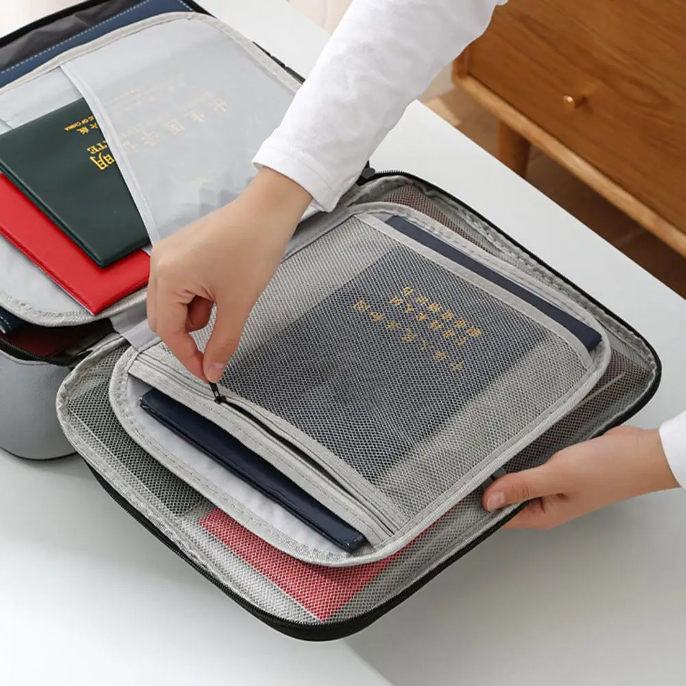 Compact Emergency Document Holder Fireproof Document Storage Bag with Lock Heat Insulated Waterproof Organizer for Files