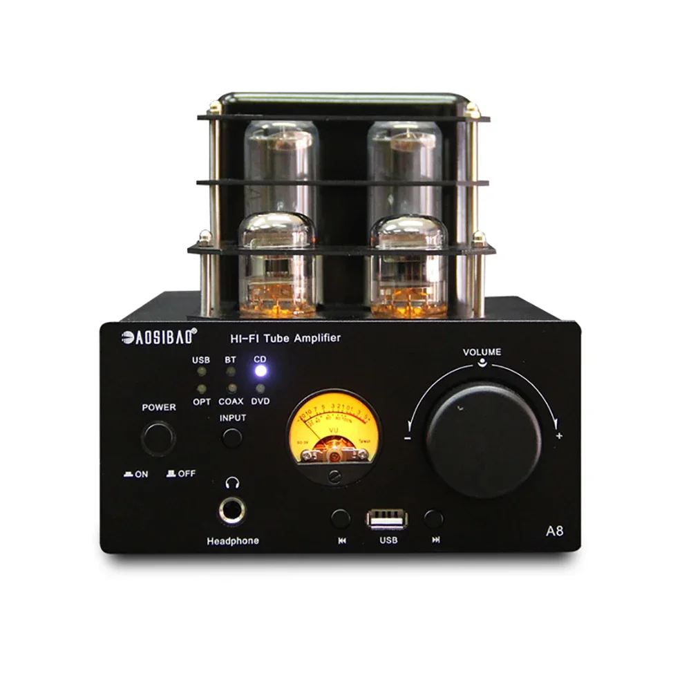 HIFI wzmacniacz lampowy Bluetooth 5.0 USB odtwarzanie 80W * 2 wysokiej mocy wzmacniacz Audio 2.1 kanał cyfrowy koncentryczny światłowód wejście