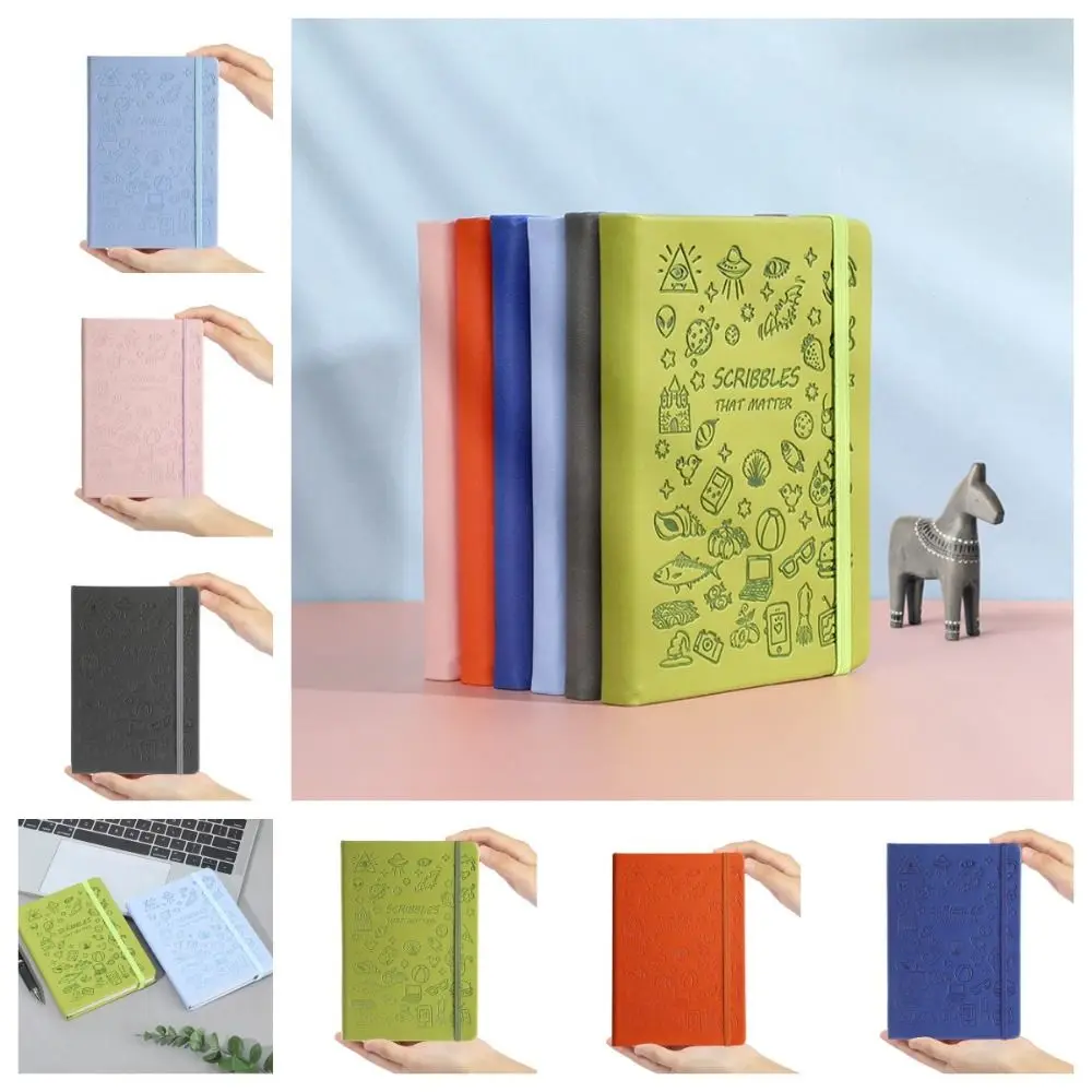 

with Strap Notepad Hand Ledger Soft Faux Leather Meeting Record A5 PU Journal Cartoon Plain Ruling Taking Notes