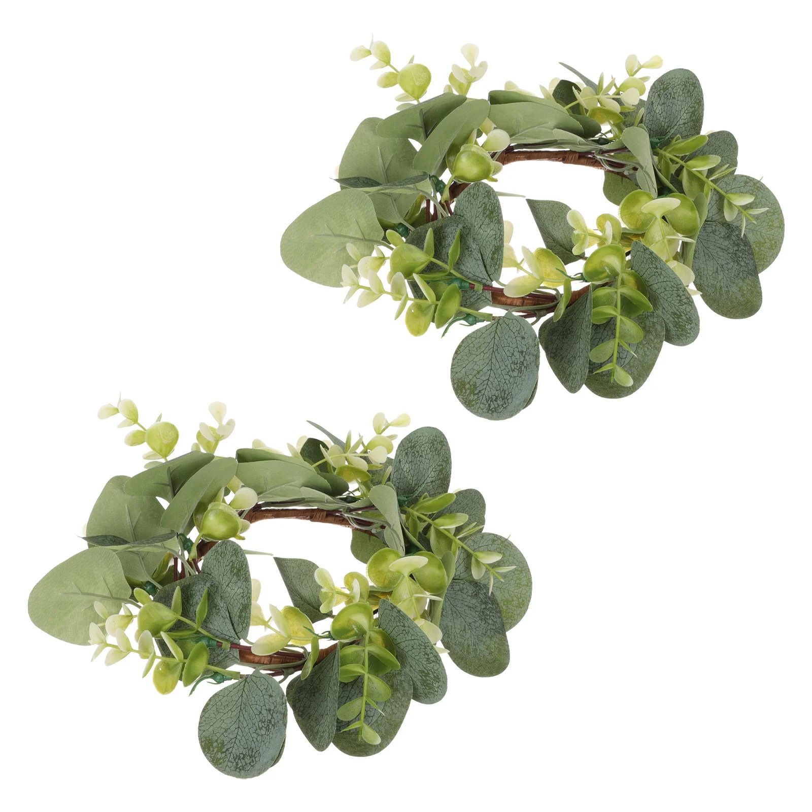 

2Pcs Premium Artificial Wreath with Realistic Green Leaves for Front Door Outdoor Indoor Holiday Party Tabletop Festive Garland