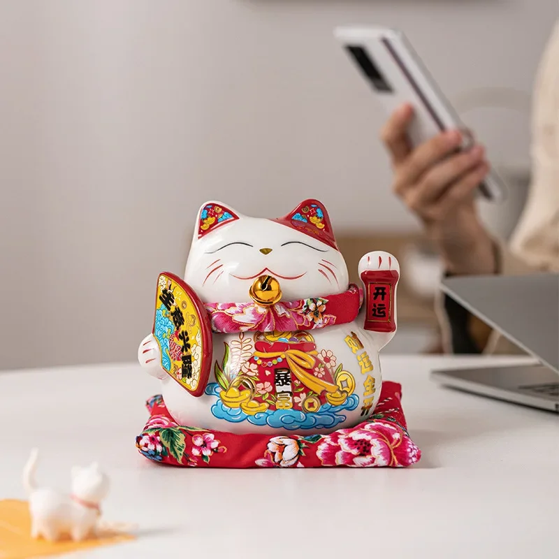

6 Inch Lucky Cat Creative Ceramic Home Decoration Small Lucky Cat Piggy Bank Piggy Bank Car Decoration Desk Decoration