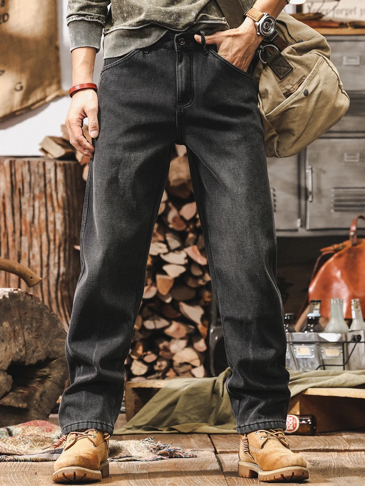 

Мужские джинсы в стиле ретро-американский кэжуал, осенняя новинка, свободные широкие брюки, прямые повседневные брюки