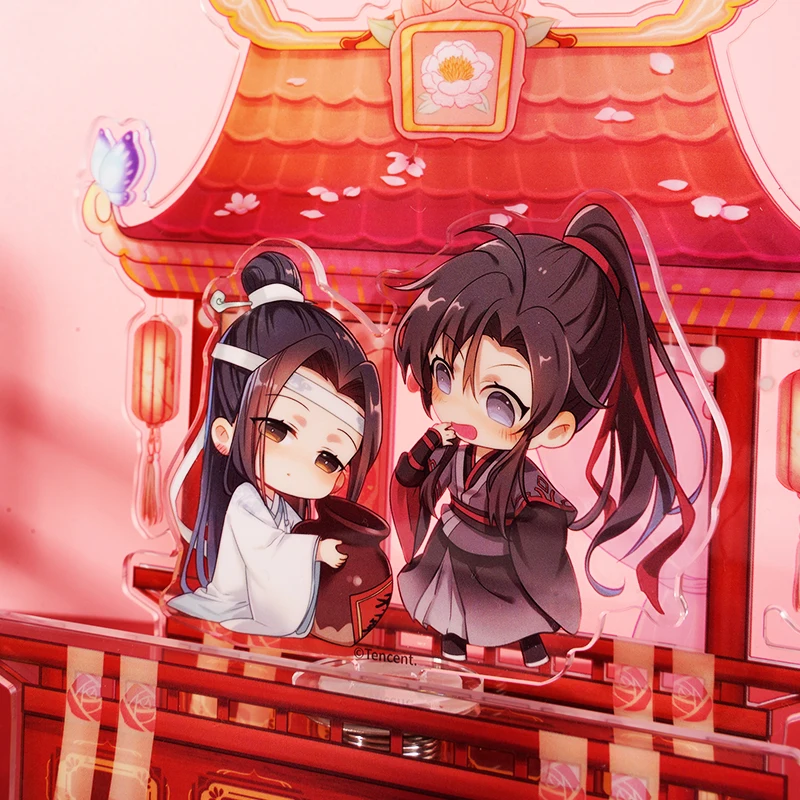 Grandmaster Of Demonic Cultivation Wei Wuxian Lan Wangji Q Version Spring Shake Fighter Stand Figure Model Desktop Decor