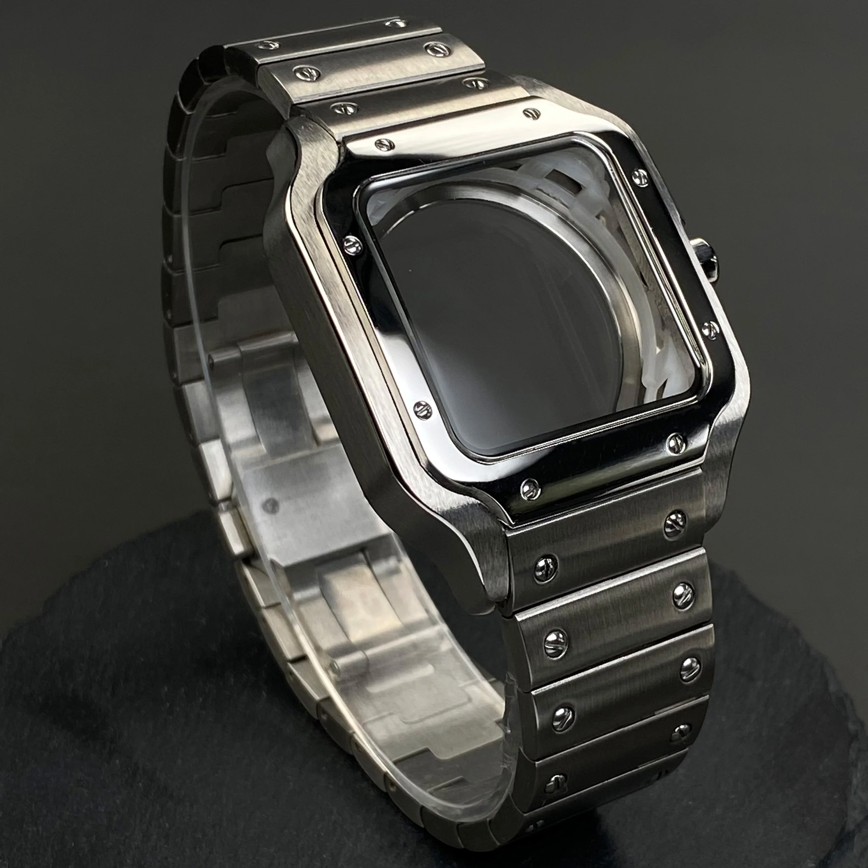 NH35 ساعة حافظة مربعة 38 مللي متر مجموعة 316L الفولاذ المقاوم للصدأ ساعة إصلاح وتعديل أجزاء لحركات NH36 NH35 التلقائية