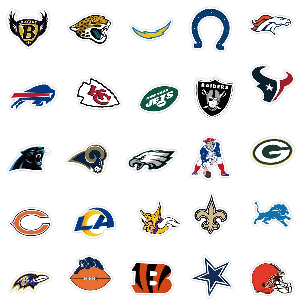 10/50PCS NFL Rugby American Football Clipart Stickers DIY Decal For Laptop Guitar Luggage Decorative Bottles Graffiti Waterproof