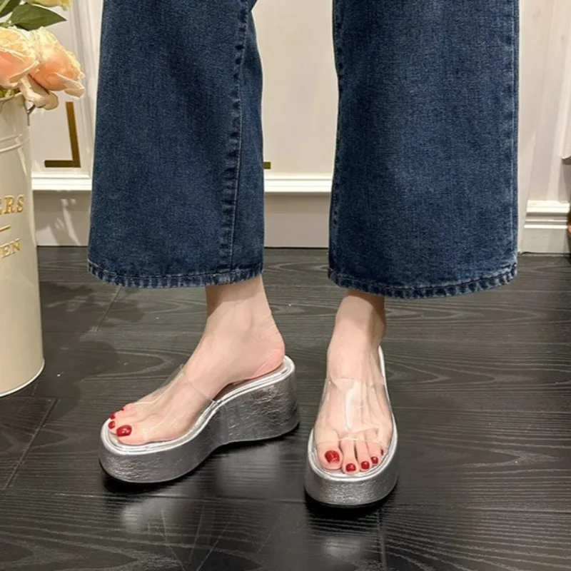 Summer New Women Shoes Fashion Transparent Platform Slippers for Woman Comfort Vacation Casual Shoe Designer Shoes Zapatos Mujer view 4