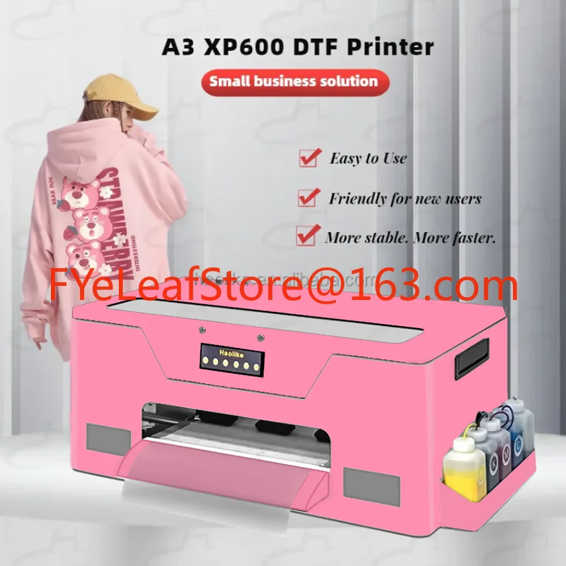 High Quality XP600 Pink DTF Printer Heat Transfer Polyester Film A3 with Oven Ink Powder Roll Film Set Combination 13 Inches