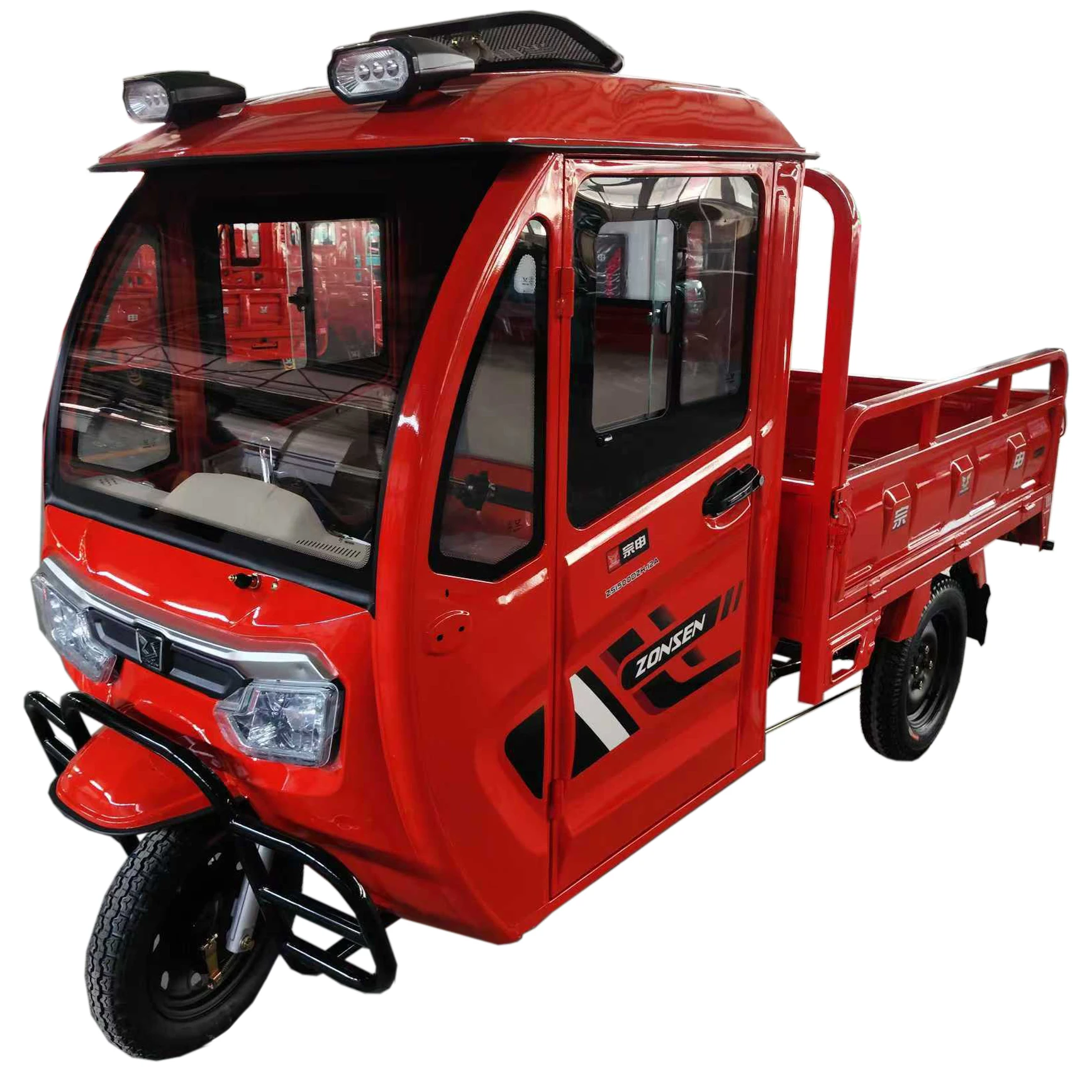 

ZONSEN 1500W Motor Electric Tricycle E Vehicle Rickshaw Trike Utility for Delivery Heavy Loader with Cabin 2ton Big Cargo Box