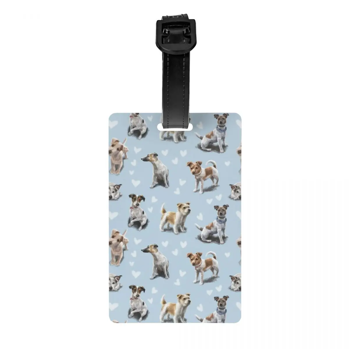 Custom Jack Russell Terrier Puppy Love Luggage Tag Privacy Protection Pet Dog Baggage Tags Travel Bag Labels Suitcase