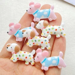 10Pcs New Cute Cartoon Spotted Dog Series Resin Figurine Crafts Flatback Cabochon Ornament Jewelry Making Hairwear Accessories