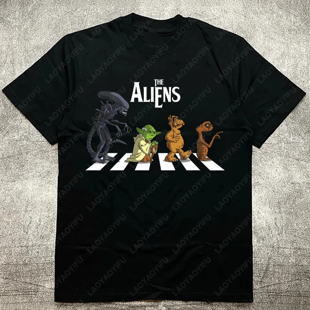 Alien Characters Creative Fashion Printed T-shirt Men's Unisex Adult Summer Cotton ClassicCasual Personality StreetWear Tee