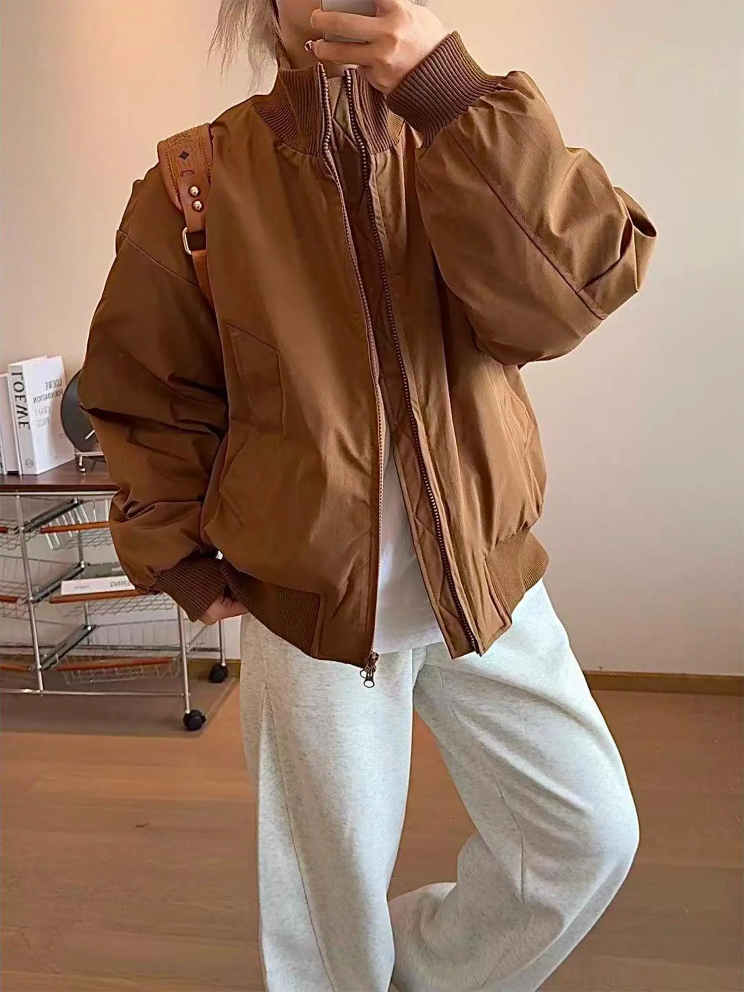 

American Sle ort MA Flight Jaet Cotton Coat Men Autumn Winter Thiened Cotton Filled Baseball Jaet Cleanfit Stand C...