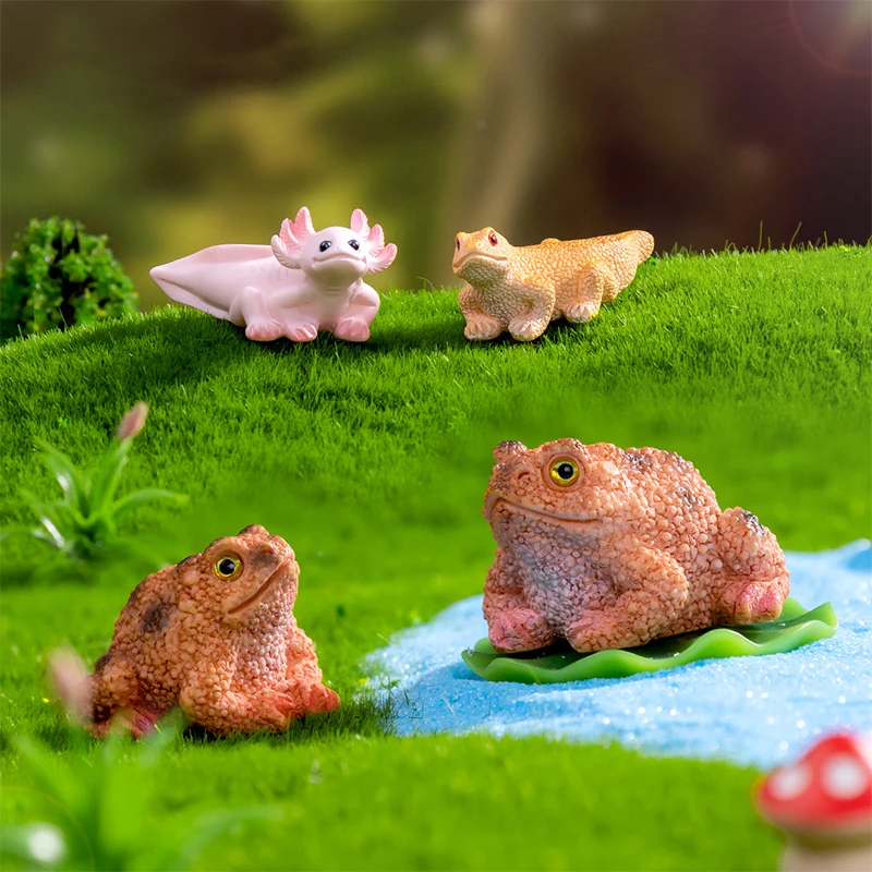 Simulation Axolotl Toad Lizard Chameleon Model Resin Craft Miniature Figure DIY Home Decoration Desktop Car Small Ornaments