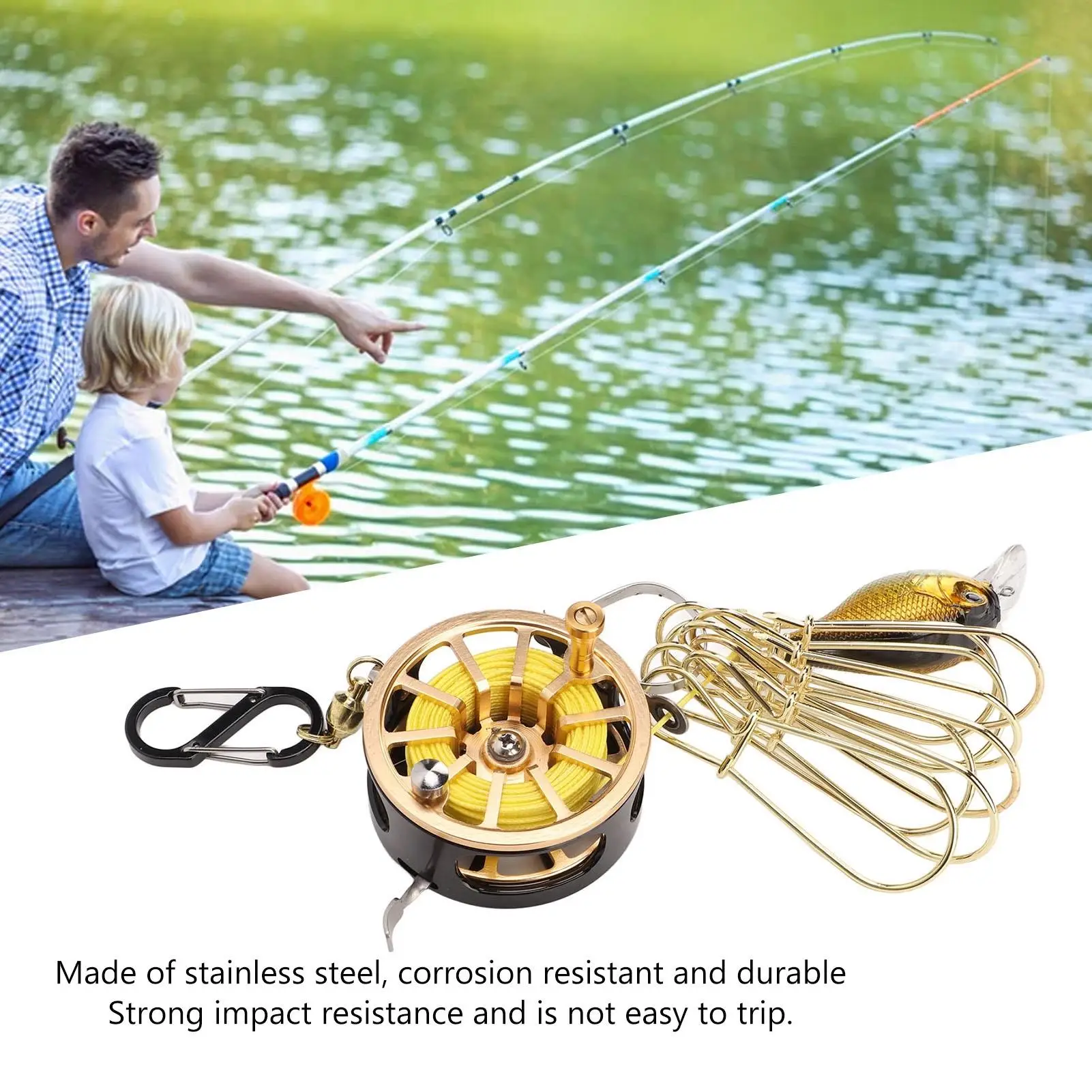 6/7m Portable Telescopic Live Fish Stringer Clip & Lock Handle for Fishing - Waist Hanging Reel & Floats