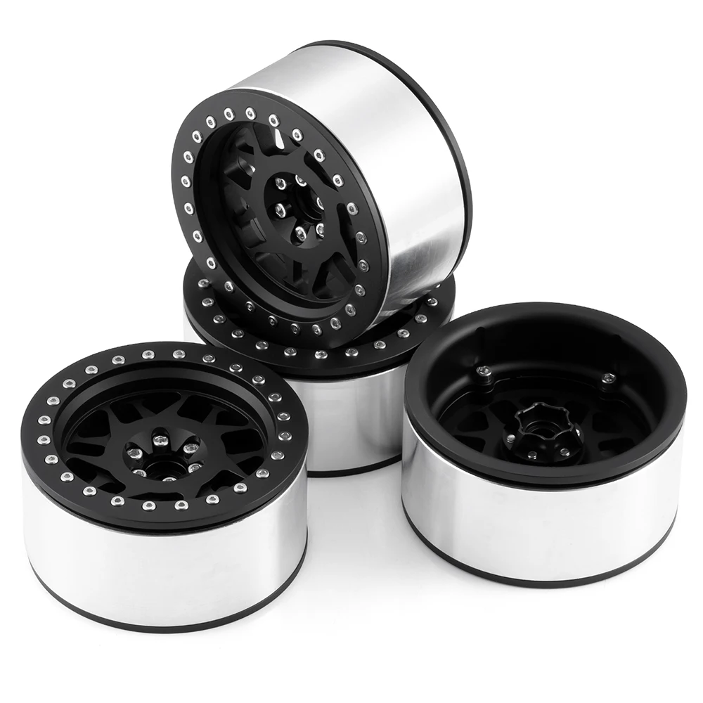 

AXSPEED 4Pcs Alu Alloy 2.6" Beadlock Wheel Rim Hub 12mm/17mm for 1/7 1/8 1/10 RC Crawler Car Tires Parts