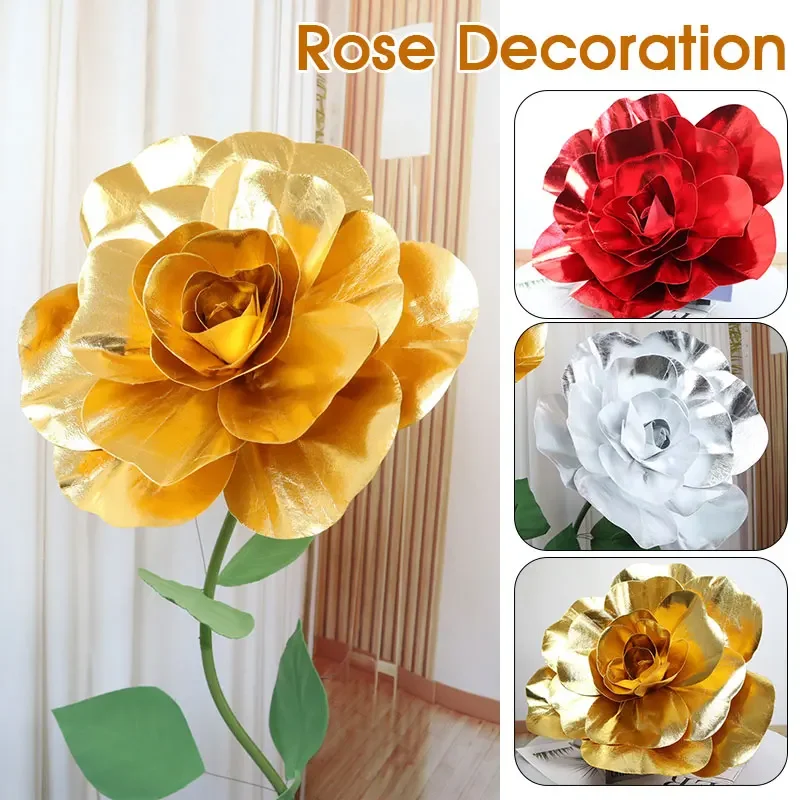 

30/40/50cm Rose Fake Flower Head Giant Flower Shiny Party Setting Arrangement Artificial Flower Photography Props Backdrop Decor