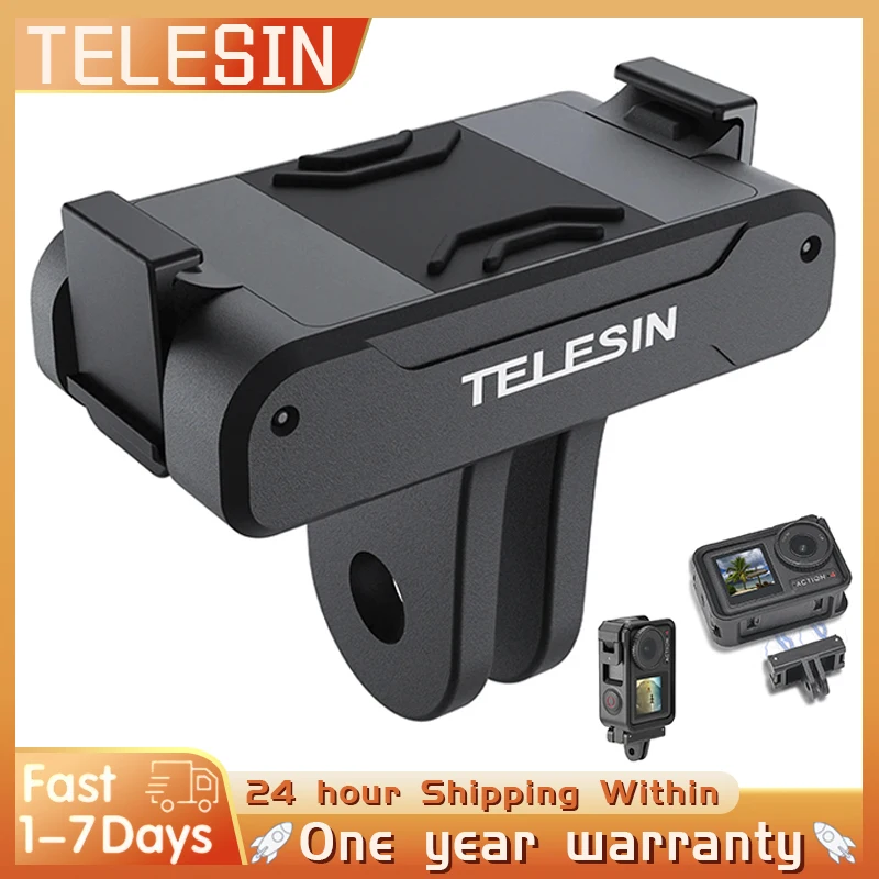 TELESIN Magnetic Two Claw Adapter 1/4 Thread Universal Port For DJI OSMO Action 3 4 Camera Accessories Metal Buckle Bouble Firm