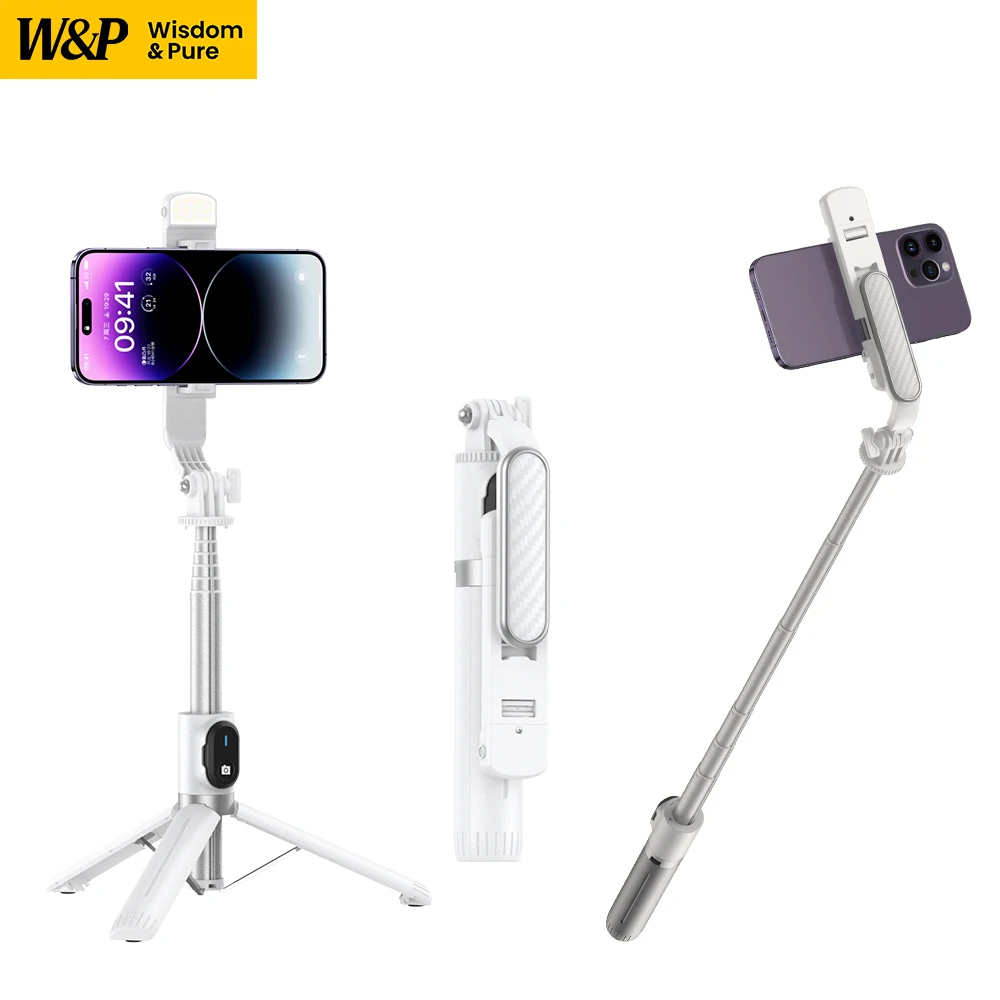 

W&P 42.9 Inch Foldable Selfie Stick Tripod with Bluetooth Remote & Fill Light - Compact Travel Design